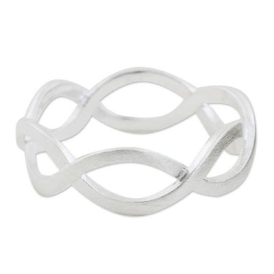 Alternate image for Thai Artisan Crafted Brushed Silver Band Ring In a Relationship