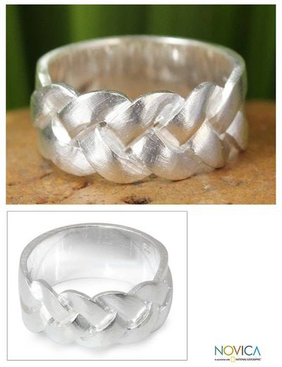 Alternate image for Unique Modern Sterling Silver Band Ring Contrasts