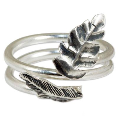 Alternate image for Hand Made Sterling Silver Wrap Ring Leaf from Thailand The Leaf