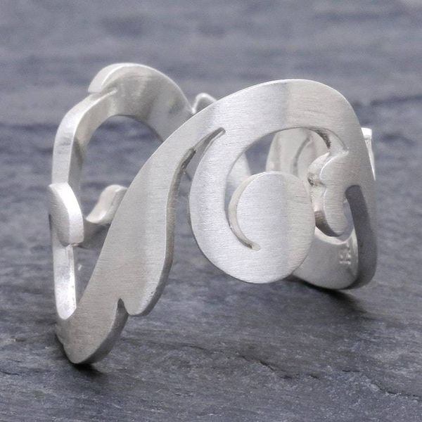 Alternate image for Artisan Crafted Sterling Silver Band Ring Sunlit Sea