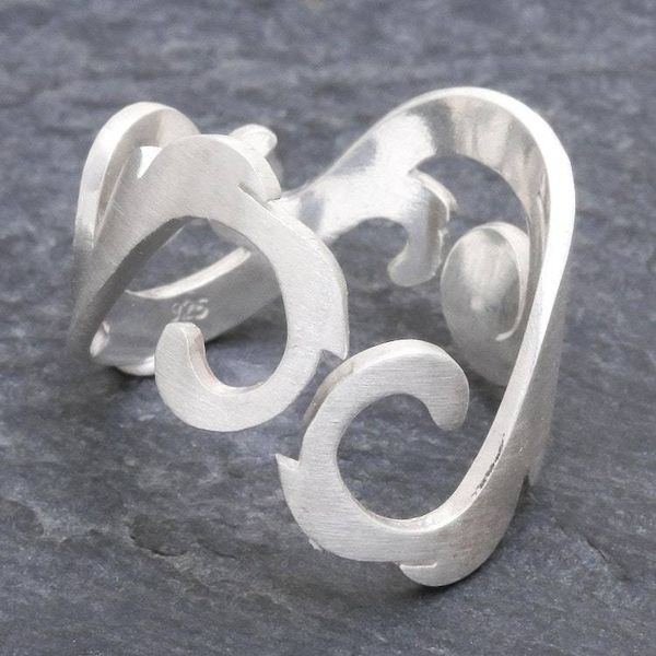 Alternate image for Artisan Crafted Sterling Silver Band Ring Sunlit Sea