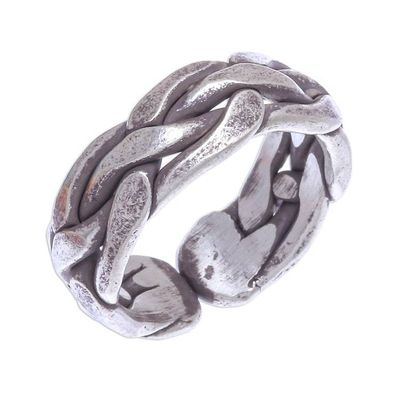 Alternate image for Hand Crafted Karen Silver Woven Band Ring Dream On