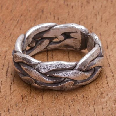 Alternate image for Hand Crafted Karen Silver Woven Band Ring Dream On
