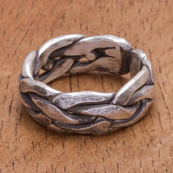 Alternate image for Hand Crafted Karen Silver Woven Band Ring Dream On