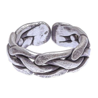 Alternate image for Hand Crafted Karen Silver Woven Band Ring Dream On