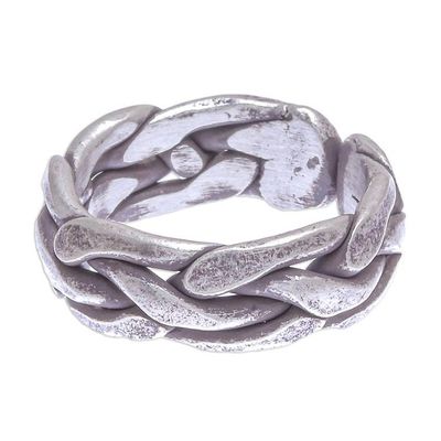 Alternate image for Hand Crafted Karen Silver Woven Band Ring Dream On