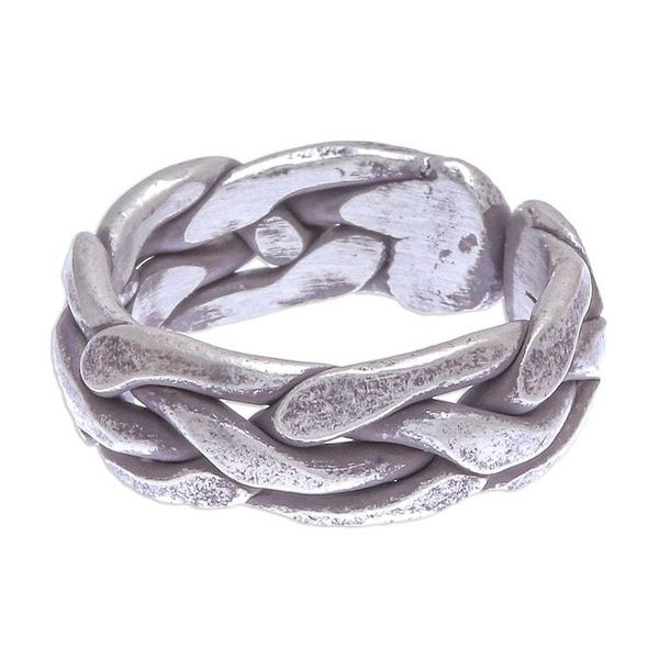 Alternate image for Hand Crafted Karen Silver Woven Band Ring Dream On