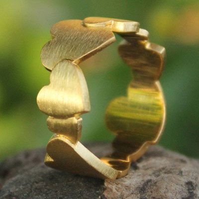 Alternate image for Heart Shaped Gold Plated Band Ring Much Love