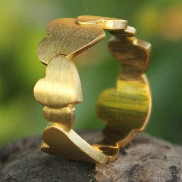 Alternate image for Heart Shaped Gold Plated Band Ring Much Love