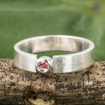 Main image for Pink Tourmaline Solitaire Ring in Brushed Satin Silver 925 Lanna Belle