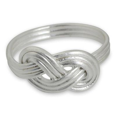 Alternate image for Mens Brushed Silver Infinity Symbol Motif Ring Infinity Knot