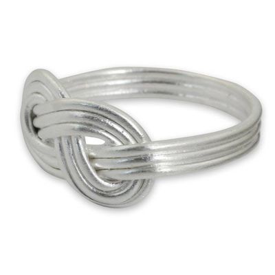 Alternate image for Mens Brushed Silver Infinity Symbol Motif Ring Infinity Knot