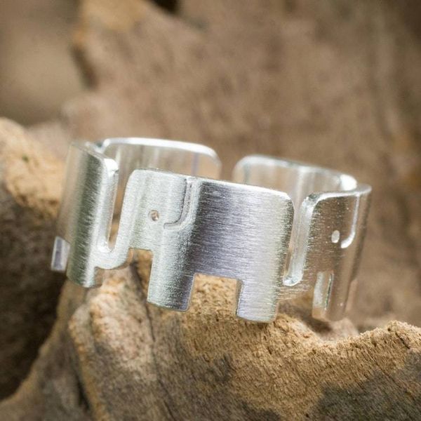Alternate image for Sterling Silver Elephant Band Ring from Thailand Elephant Pride