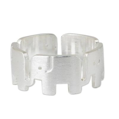 Alternate image for Sterling Silver Elephant Band Ring from Thailand Elephant Pride