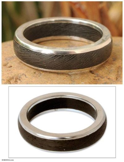 Primary image for Mens Wood Band Ring Moon Hero