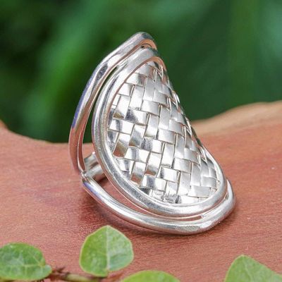 Alternate image for Modern Sterling Silver Band Ring Woven Rapture