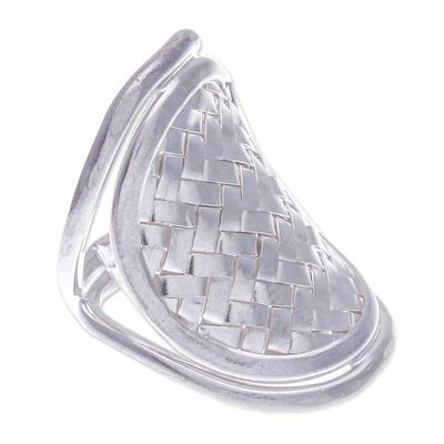 Alternate image for Modern Sterling Silver Band Ring Woven Rapture