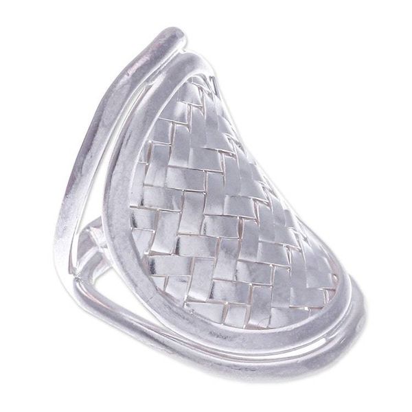 Alternate image for Modern Sterling Silver Band Ring Woven Rapture