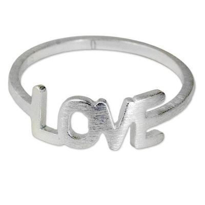 Alternate image for Thai Love Ring Handcrafted Brushed Sterling Silver Love All the Time