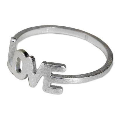 Alternate image for Thai Love Ring Handcrafted Brushed Sterling Silver Love All the Time