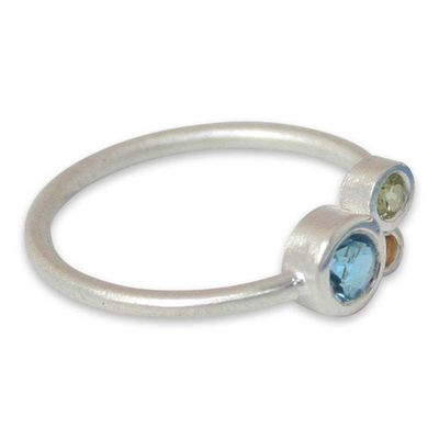 Alternate image for Handmade Blue Topaz and Citrine Cocktail Ring Chiang Mai Majesty