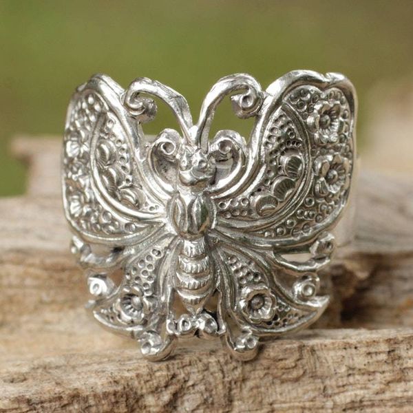 Alternate image for Sterling Silver Cocktail Ring Spring Butterfly