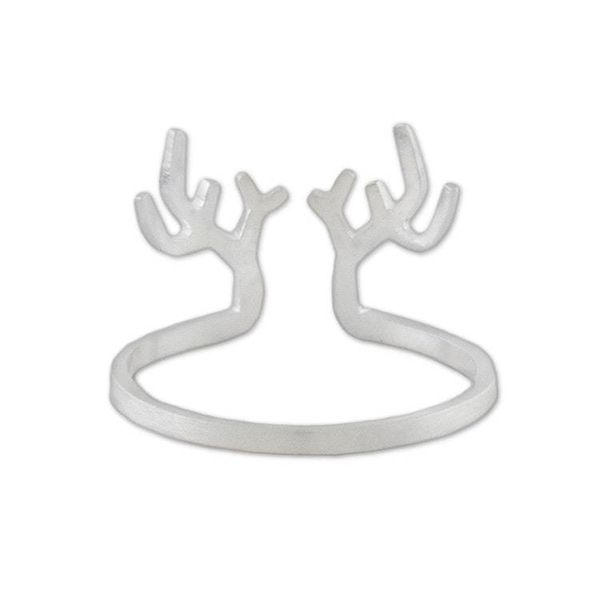 Alternate image for Satin Finish Sterling Silver Antler Ring from Thailand Antler Charm