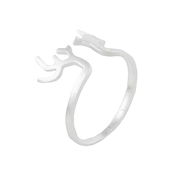 Alternate image for Satin Finish Sterling Silver Antler Ring from Thailand Antler Charm