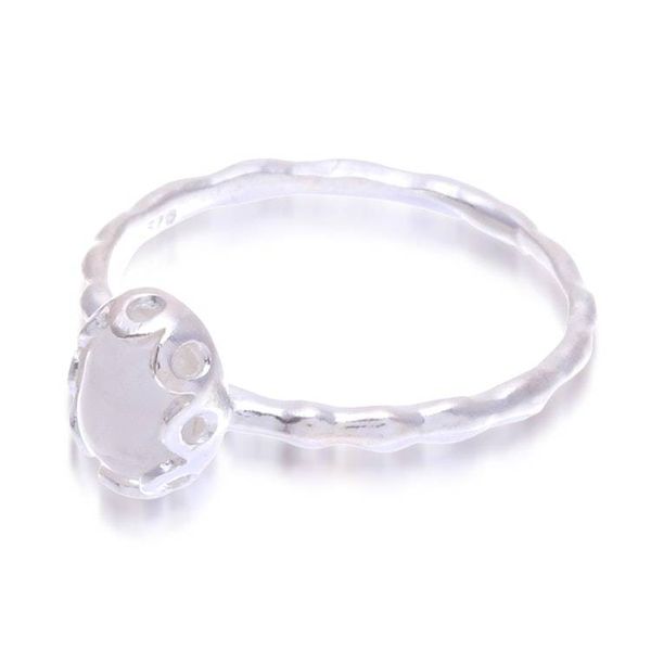 Alternate image for Sterling Silver Solitaire Ring with Oval Rainbow Moonstone Luminous Branch