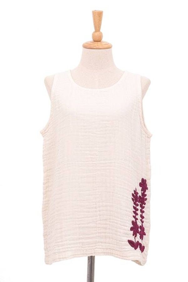 Alternate image for Sleeveless Cotton Blouse with Floral Motif Mulberry Trellis