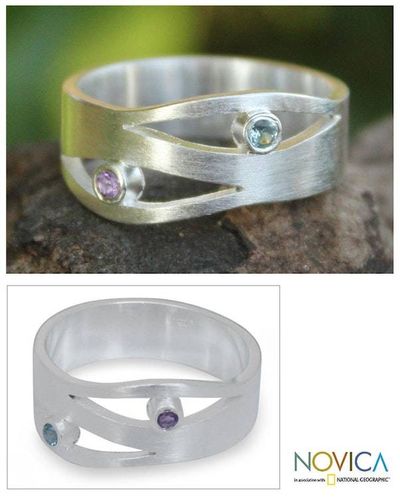 Alternate image for Amethyst and Blue Topaz Silver Ring Revelations