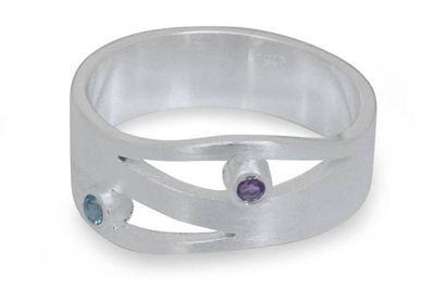 Alternate image for Amethyst and Blue Topaz Silver Ring Revelations
