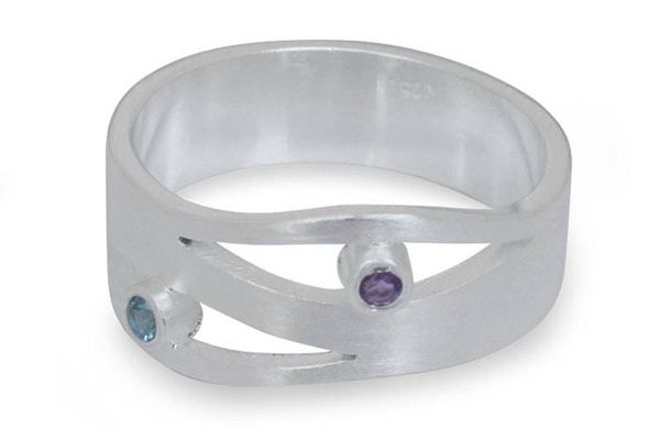 Alternate image for Amethyst and Blue Topaz Silver Ring Revelations