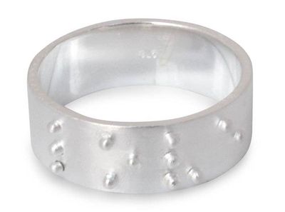Alternate image for Hand Crafted Sterling Silver Band Ring Braille Love