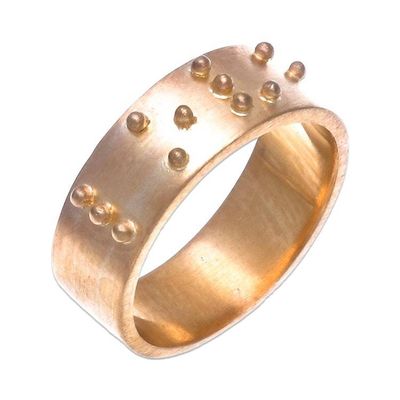 Alternate image for Gold plated band ring Braille Love