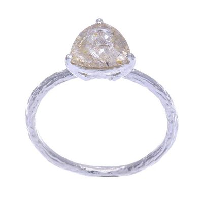 Alternate image for Rutilated Quartz and Sterling Silver Solitaire Ring Golden Rainfall