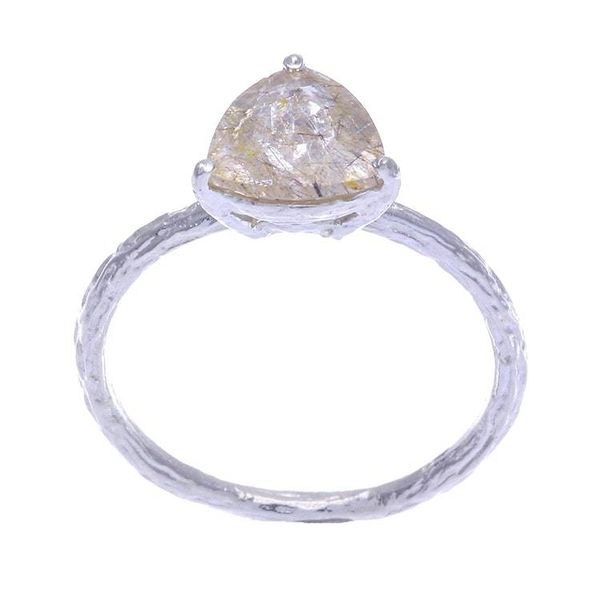 Alternate image for Rutilated Quartz and Sterling Silver Solitaire Ring Golden Rainfall