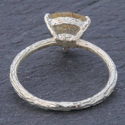 Alternate image for Rutilated Quartz and Sterling Silver Solitaire Ring Golden Rainfall