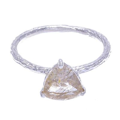 Alternate image for Rutilated Quartz and Sterling Silver Solitaire Ring Golden Rainfall