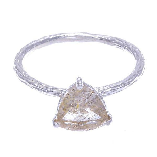 Alternate image for Rutilated Quartz and Sterling Silver Solitaire Ring Golden Rainfall