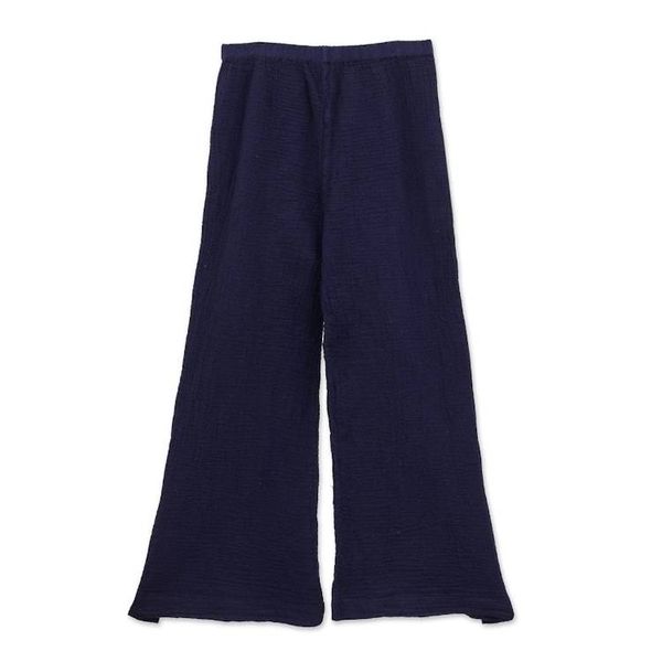 Alternate image for Blue Cotton Gauze Pants from Thailand Out of Office in Navy