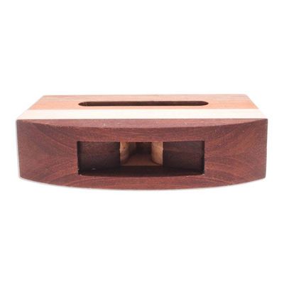 Alternate image for Modern Striped Wood Phone Speaker Handcrafted in Thailand Striped Connection