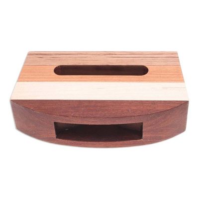 Alternate image for Modern Striped Wood Phone Speaker Handcrafted in Thailand Striped Connection