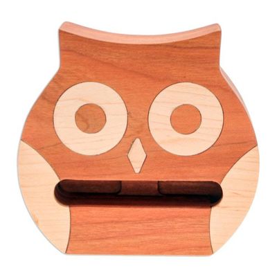Alternate image for Non Electric Carved Cherry  Maple Wood Owl Phone Speaker Owl Sounds