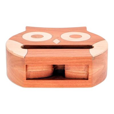 Alternate image for Non Electric Carved Cherry  Maple Wood Owl Phone Speaker Owl Sounds