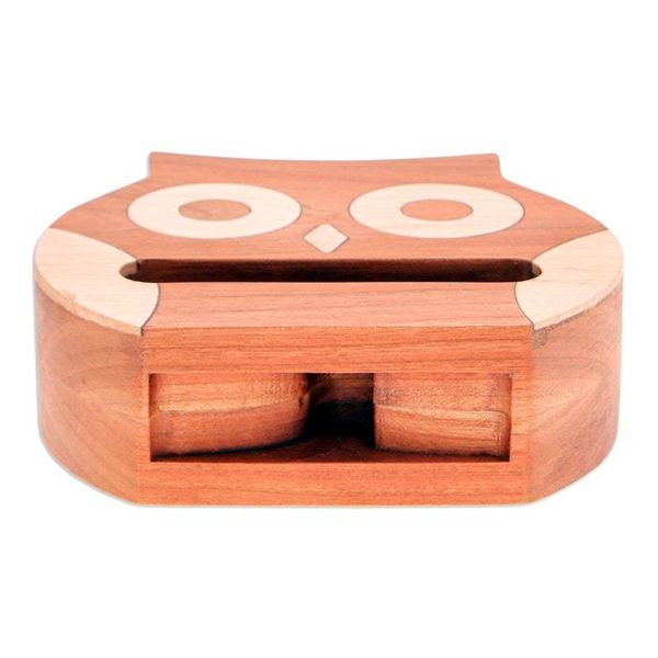 Alternate image for Non Electric Carved Cherry  Maple Wood Owl Phone Speaker Owl Sounds
