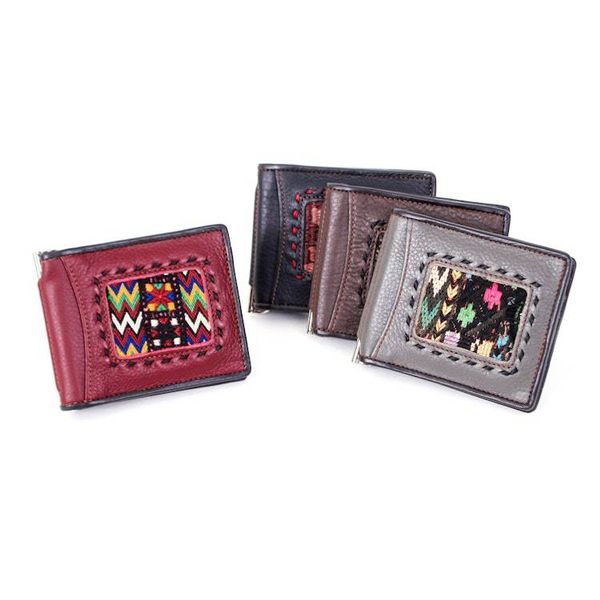Alternate image for Mens Leather Cotton Wallet with Stainless Steel Money Clip Simply Smart