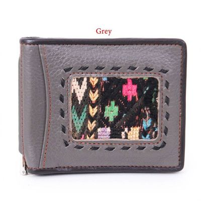 Alternate image for Mens Leather Cotton Wallet with Stainless Steel Money Clip Simply Smart