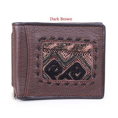 Alternate image for Mens Leather Cotton Wallet with Stainless Steel Money Clip Simply Smart