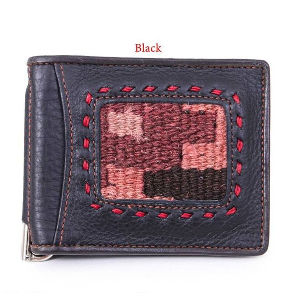 Alternate image for Mens Leather Cotton Wallet with Stainless Steel Money Clip Simply Smart